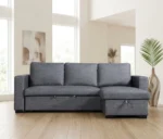 CANAPE D'ANGLE RÉVERSIBLE CONVERTIBLE EN TISSU - GRIS