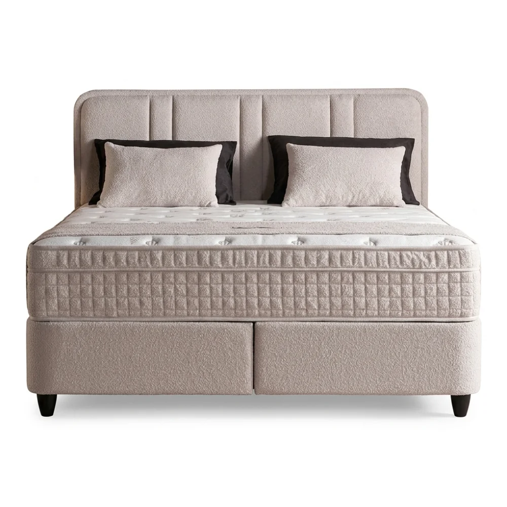 AI Generated Product Image LIT COFFRE + SOMMIER 180X200 CM EN TISSU BOUCLÉ - BEIGE – Image 1