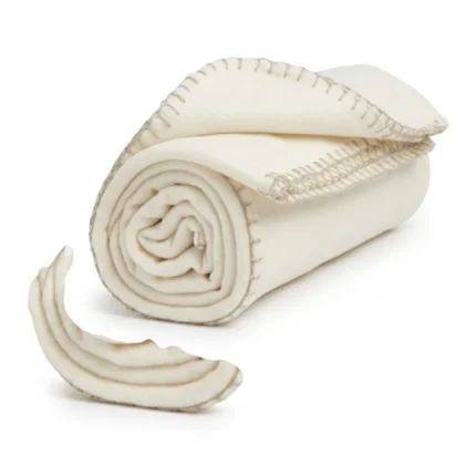 PLAID 125 X 150 CM EN POLYESTER POLAIRE - CRÈME