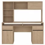 BUREAU + SURMEUBLE 4 NICHES 2 PORTES 2 TIROIRS - CHÊNE HICKORY