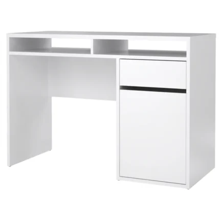 BUREAU 1 PORTE 1 TIROIR 2 NICHES - BLANC