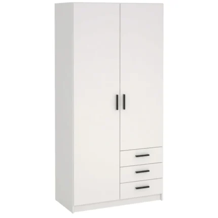 ARMOIRE 2 PORTES 3 TIROIRS - BLANC
