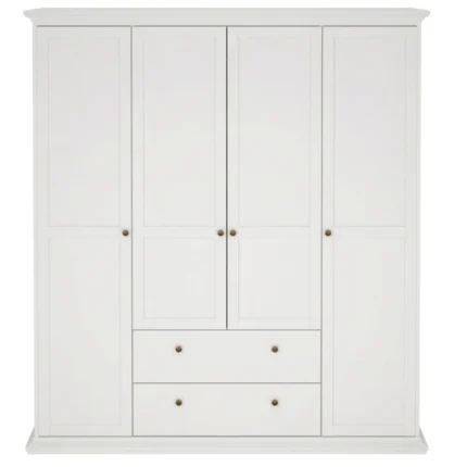 ARMOIRE 4 PORTES 2 TIROIRS - BLANC