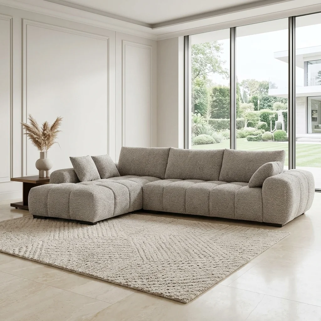 AI Generated Product Image CANAPE D'ANGLE DROIT EN TISSU - GRIS CLAIR – Image 1
