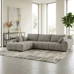 CANAPE D'ANGLE GAUCHE EN TISSU - GRIS CLAIR