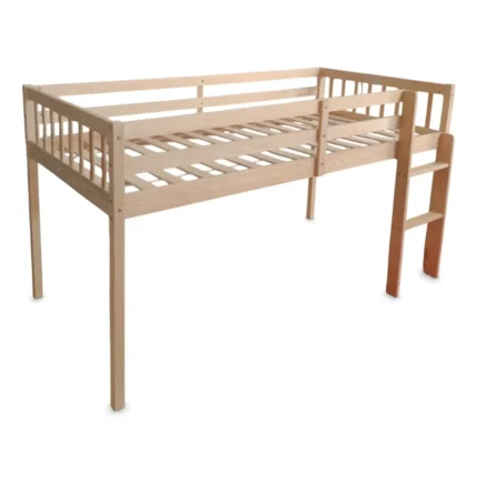 LIT SURÉLEVÉ 90X190 - BOIS NATUREL ( AVEC SOMMIER )