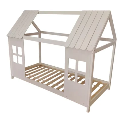 LIT CABANE 90X190 - BLANC ( AVEC SOMMIER )
