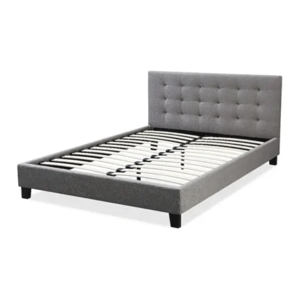 LIT 140 X 190 CM AVEC SOMMIER - GRIS FONCE