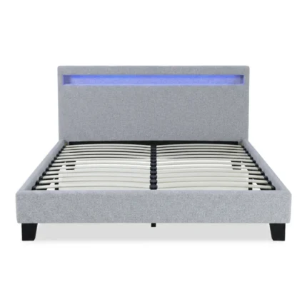 LIT 140 X 190 CM AVEC LED ET SOMMIER - GRIS