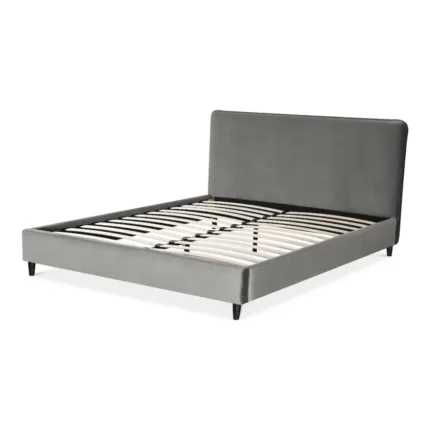 LIT 160 X 200 CM TISSU AVEC SOMMIER - GRIS FONCE