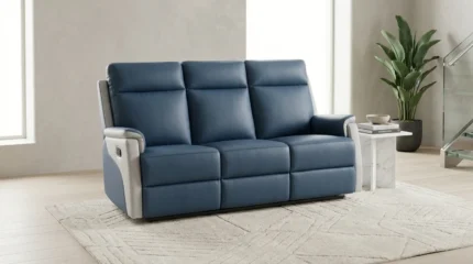 CANAPÉ 3 PLACES EN TISSU MICROFIBRE + 2 RELAX - INDIGO