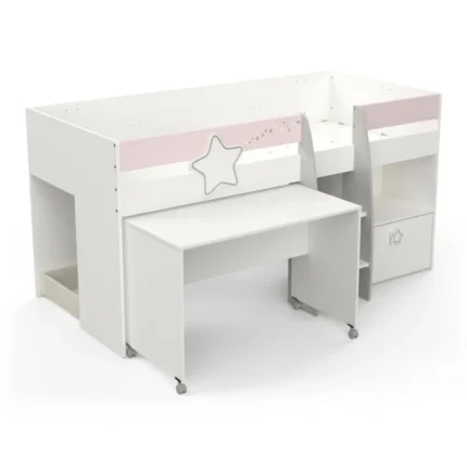 LIT 90 X 200 CM - BLANC MAT ET GRIS
