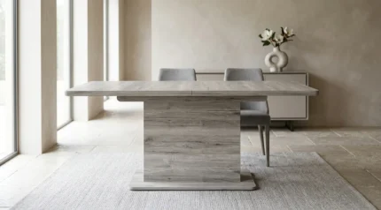TABLE AVEC ALLONGE - CHENE CENDRE