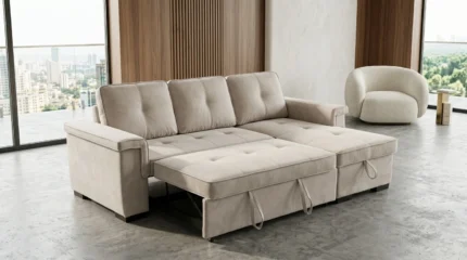 CANAPE D'ANGLE REVERSIBLE AVEC USB - GRIS CLAIR