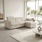 CANAPÉ D'ANGLE RÉVERSIBLE & CONVERTIBLE EN TISSU - BEIGE