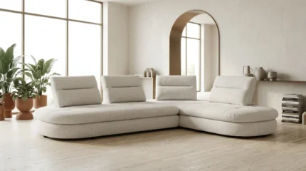 CANAPE D'ANGLE EN TISSU - BEIGE