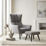 FAUTEUIL + REPOSE PIED - GRIS FONCE