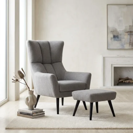 FAUTEUIL + REPOSE PIED - GRIS FONCE