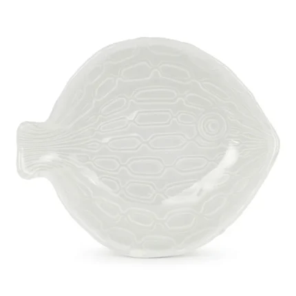 PLATEAU CÉRAMIQUE 20X16 CM - MOTIF POISSON BLANC