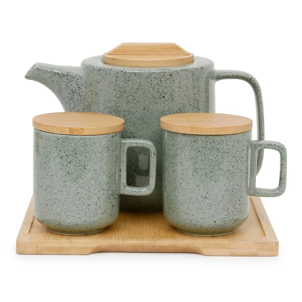 AI Generated Product Image THÉIÈRE + 2 MUGS + PLATEAU - VERT – Image 1