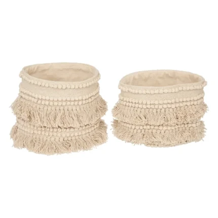 LOT DE 2 PANIERS COTON - BEIGE