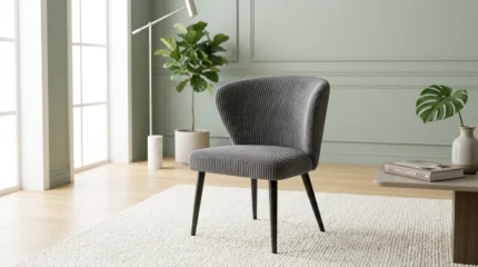 CHAISE EN VELOURS - GRIS FONCE