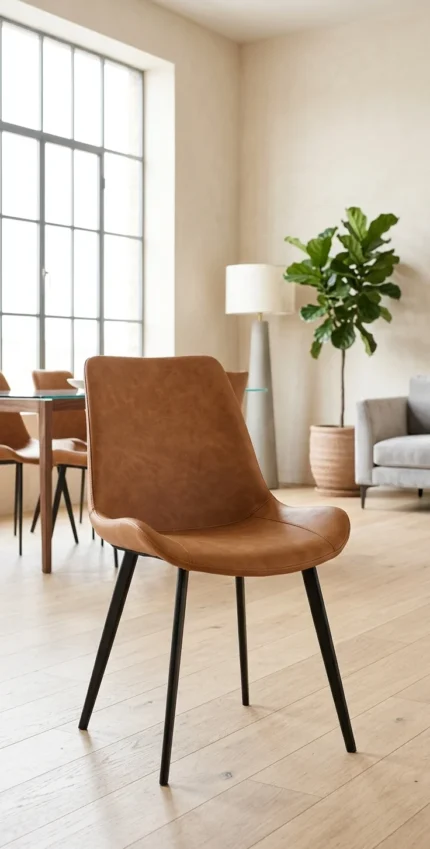 CHAISE EN PU - MARRON