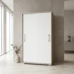 RANGEMENT 2 PORTES COULISSANTES - CHENE ET BLANC