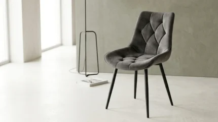 CHAISE EN VELOURS - GRIS FONCE