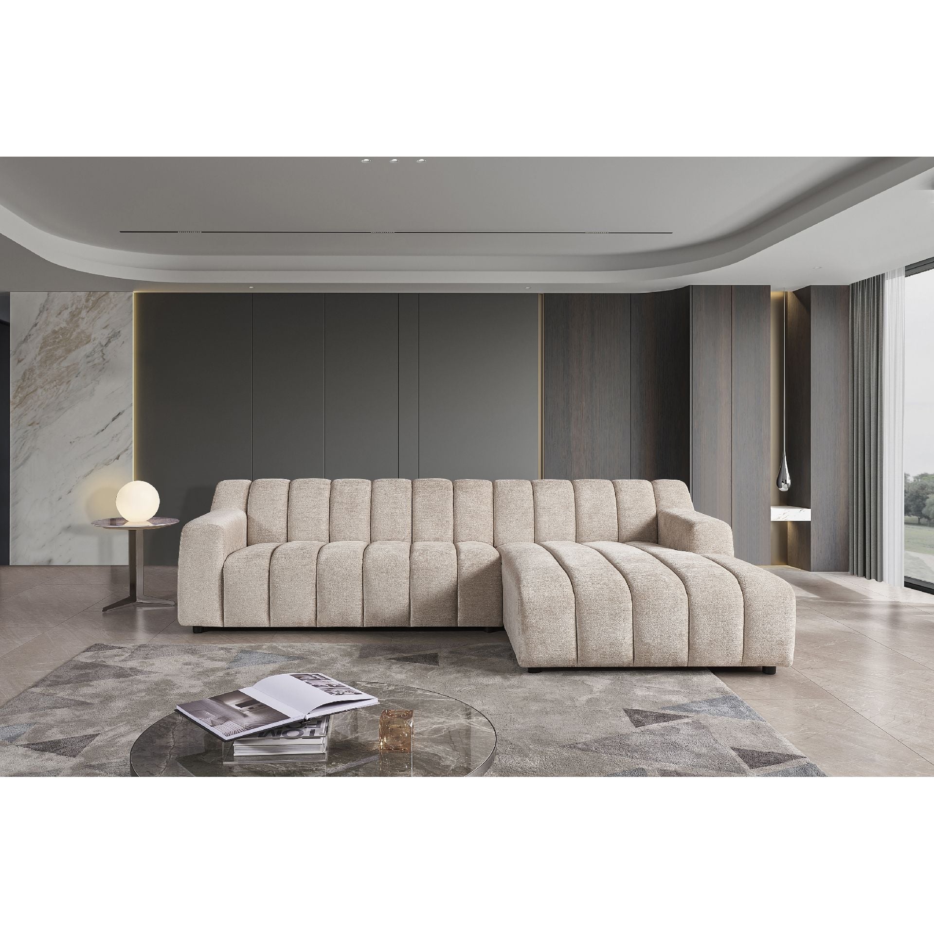article_74247 CANAPE D'ANGLE DROIT EN TISSU - BEIGE – Image 1