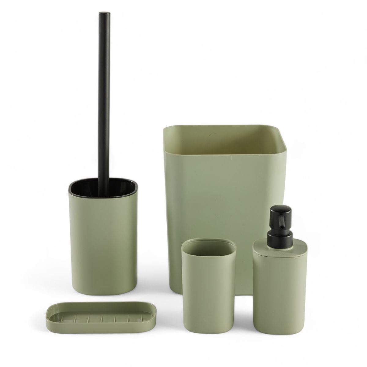 article_74857 LOT DE 5 ACCESSOIRES SALLE DE BAIN - VERT – Image 1