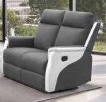 CANAPÉ 2 PLACES EN TISSU MICROFIBRE + 2 RELAX - GRIS FONCÉ – Image 2