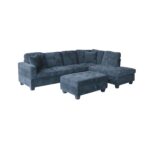 CANAPÉ D'ANGLE DROIT AVEC COFFRE ET OTTOMAN - BLEU SAPPHIRE – Image 2