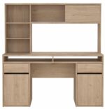 BUREAU + SURMEUBLE 4 NICHES 2 PORTES 2 TIROIRS - CHÊNE HICKORY – Image 2