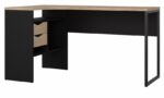 BUREAU D'ANGLE 2 TIROIRS - NOIR ET CHÊNE HICKORY – Image 2