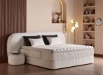 LIT COFFRE + SOMMIER 160X200 CM EN TISSU BOUCLÉ - BLANC – Image 2