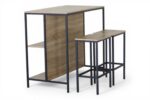 TABLE HAUTE + 2 TABOURETS - CHÊNE MODERN OAK ET MÉTAL NOIR – Image 3