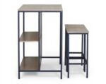 TABLE HAUTE + 2 TABOURETS - CHÊNE MODERN OAK ET MÉTAL NOIR – Image 4
