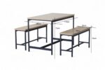 TABLE + 2 BANCS - CHÊNE MODERN OAK ET MÉTAL NOIR – Image 3