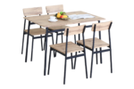 TABLE + 4 CHAISES - CHÊNE ET MÉTAL NOIR – Image 4