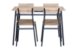 TABLE + 4 CHAISES - CHÊNE ET MÉTAL NOIR – Image 3