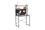 BUREAU AVEC ÉTAGÈRE 2 NIVEAUX - CHÊNE RÉTRO ET MÉTAL NOIR – Image 6