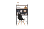 BUREAU AVEC ÉTAGÈRE 2 NIVEAUX - CHÊNE RÉTRO ET MÉTAL NOIR – Image 3