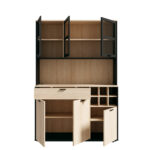 BUFFET 6 PORTES ( 3 VITRÉS ) + 1 TIROIR + 6 NICHES + LED - CHÊNE ET NOIR – Image 9