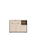 ILOT CENTRALE 3 PORTES + 1 TIROIR + 4 NICHES -  CHENE & NOIR – Image 7