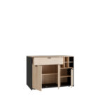 ILOT CENTRALE 3 PORTES + 1 TIROIR + 4 NICHES -  CHENE & NOIR – Image 9