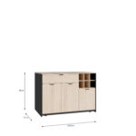 ILOT CENTRALE 3 PORTES + 1 TIROIR + 4 NICHES -  CHENE & NOIR – Image 10