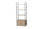 ÉTAGÈRE 4 TABLETTES 2 PORTES - CHÊNE ET MÉTAL NOIR – Image 3