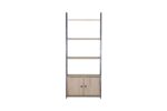 ÉTAGÈRE 4 TABLETTES 2 PORTES - CHÊNE ET MÉTAL NOIR – Image 4