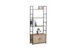 ÉTAGÈRE 4 TABLETTES 2 PORTES - CHÊNE ET MÉTAL NOIR – Image 5